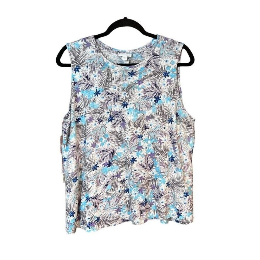 J. Jill Floral Palm Print Tank Top in Blue and Purple